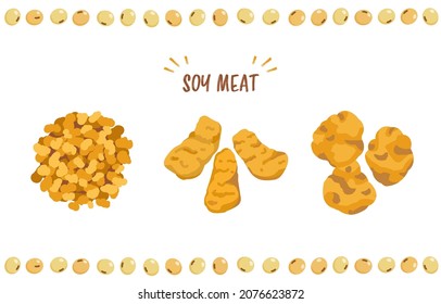 It is a frame of soybean meat illustrations (minced fillet blocks) and soybeans of various shapes.Easy-to-use vector material.