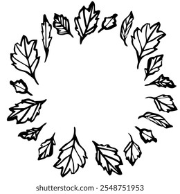Frame with space for text with hand drawn botanical line art of flowers and leaves. Elegant template for crafting, invitations, and minimalist decor. vector illustration for creative projects.