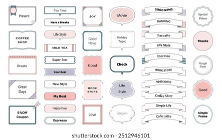 Frame speech bubble set decoration decoration ribbon frame variation material stylish design frame