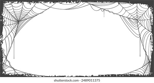 frame with Spider web line art vector eps
