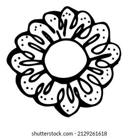 frame with a spiral line in a circle with dots pattern , black outline on white . a template for a design with an empty space inside for hand-drawn text in the style of a doodle. Retro sketch icon 