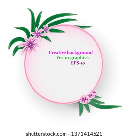 Frame. Spring card. Frame with flowers. Decorative background. Flowers and petals. Creative background. Vector graphics