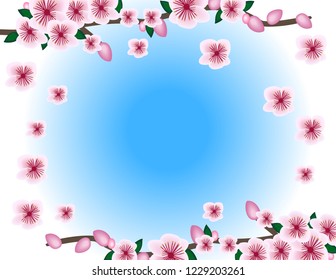 Frame spring cherry branch