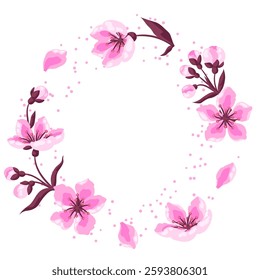 Marco con flores de primavera. Manzana, sakura o cerezo en flor. Hermosas plantas decorativas en flor.