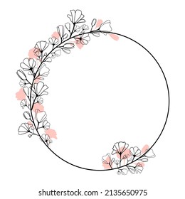 Frame Spring flowers sakura graphics Line vector