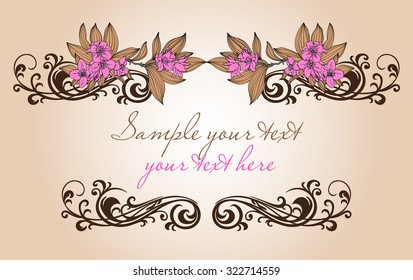 Frame with spring flowers with space for text