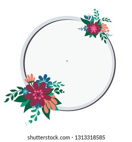 Frame of spring plants, leafs and flowers. leafs  
Card for spring season or summer  with frame and herb. Spring plants, leaves and flowers decoration. Vector