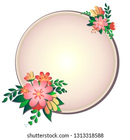 Frame of spring plants, leafs and flowers. leafs  
Card for spring season or summer  with frame and herb. Spring plants, leaves and flowers decoration. Vector