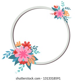 Frame of spring plants, leafs and flowers. leafs  
Card for spring season or summer  with frame and herb. Spring plants, leaves and flowers decoration. Vector