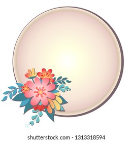 Frame of spring plants, leafs and flowers. leafs  
Card for spring season or summer  with frame and herb. Spring plants, leaves and flowers decoration. Vector
