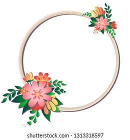 Frame of spring plants, leafs and flowers. leafs  
Card for spring season or summer  with frame and herb. Spring plants, leaves and flowers decoration. Vector