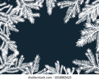 Frame of spruce twigs. Merry Christmas. Vector illustration