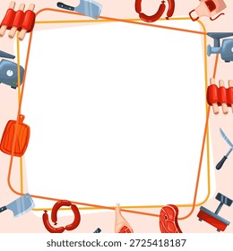 Frame square border with line butcher theme