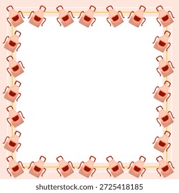 Frame square border with outline shape butcher theme, apron
