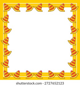 Frame square border with outline shape firefighter equipment theme