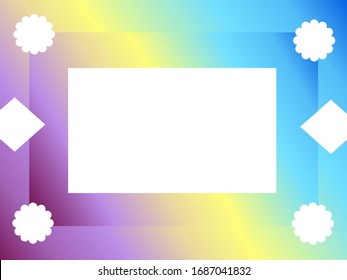 Frame square colorful rainbow pastels gradient blue yellow and purple tone, beautiful pattern cool background textures design 