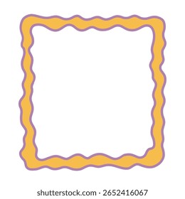 Frame. Vierkante Groovy frame gekartelde scallop rand frame tekstvak of rand. Regenboog verspreidt veelkleurige lijnen. Curve funky y2k retro vorm.