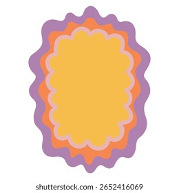 Frame. Vierkante Groovy frame gekartelde scallop rand frame tekstvak of rand. Regenboog verspreidt veelkleurige lijnen. Curve funky y2k retro vorm.