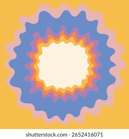 Frame. Vierkante Groovy frame gekartelde scallop rand frame tekstvak of rand. Regenboog verspreidt veelkleurige lijnen. Curve funky y2k retro vorm.