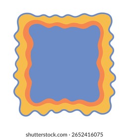 Frame. Vierkante Groovy frame gekartelde scallop rand frame tekstvak of rand. Regenboog verspreidt veelkleurige lijnen. Curve funky y2k retro vorm.