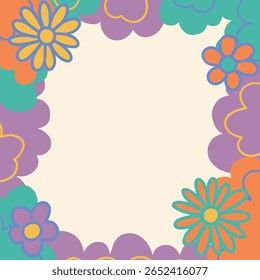Frame. Vierkante Groovy frame gekartelde scallop rand frame tekstvak of rand. Regenboog verspreidt veelkleurige lijnen. Curve funky y2k retro vorm.