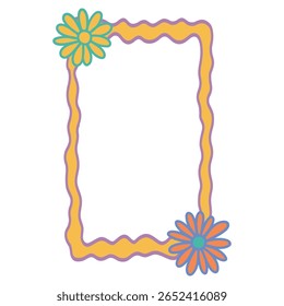Frame. Vierkante Groovy frame gekartelde scallop rand frame tekstvak of rand. Regenboog verspreidt veelkleurige lijnen. Curve funky y2k retro vorm.