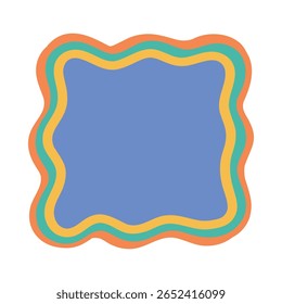 Frame. Vierkante Groovy frame gekartelde scallop rand frame tekstvak of rand. Regenboog verspreidt veelkleurige lijnen. Curve funky y2k retro vorm.