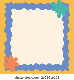Frame. Vierkante Groovy frame gekartelde scallop rand frame tekstvak of rand. Regenboog verspreidt veelkleurige lijnen. Curve funky y2k retro vorm.