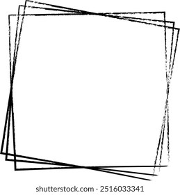 Rahmen quadratisches Symbol Element, abstrakte Umrisslinie Grunge Form Symbol, dekoratives Doodle für Design in Vektorgrafik