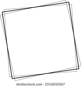 Elemento cuadrado del icono del marco, icono abstracto de la forma del grunge del borde del contorno, garabato decorativo para el diseño en Ilustración vectorial