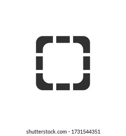 frame or square logo design. Deploying video. Single flat icon on white background. Vector illustration.