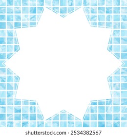 Frame with square pattern background, watercolor, pop frame material, square size