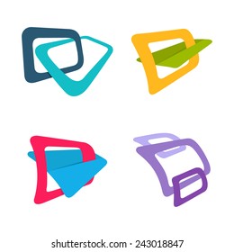 Frame or square ribbon abstract Logo elements set