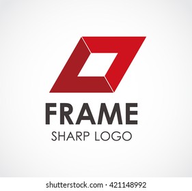 Frame square of sharp ribbon abstract vector and logo design.