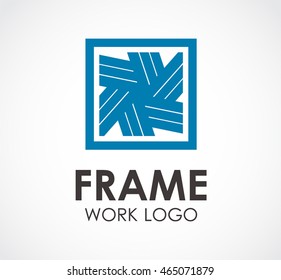 Frame of square work logo design vector template and abstract rectangle business symbol of company identity Logotype concept icon.