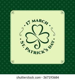 Frame for St. Patrick's day and stamp on light green background
