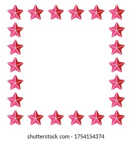 Frame with starfish  on white background