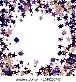 Frame of Stars. Light Starry Background. Doodle Pattern for Card, Banner, Poster. Childish Cute Border with Primitive Doodles