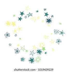 Frame of Stars. Light Starry Background. Doodle Pattern for Card, Banner, Poster. Childish Cute Border with Primitive Doodles