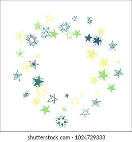 Frame of Stars. Light Starry Background. Doodle Pattern for Card, Banner, Poster. Childish Cute Border with Primitive Doodles