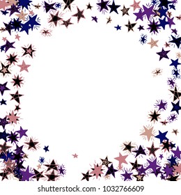 Frame of Stars. Light Starry Background. Doodle Pattern for Card, Banner, Poster. Childish Cute Border with Primitive Doodles