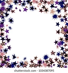 Frame of Stars. Light Starry Background. Doodle Pattern for Card, Banner, Poster. Childish Cute Border with Primitive Doodles