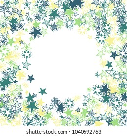 Frame of Stars. Light Starry Background. Doodle Pattern for Card, Banner, Poster. Childish Cute Border with Primitive Doodles