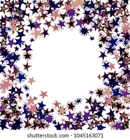 Frame of Stars. Light Starry Background. Doodle Pattern for Card, Banner, Poster. Childish Cute Border with Primitive Doodles