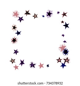 Frame of Stars. Light Starry Background. Doodle Pattern for Card, Banner, Poster. Childish Cute Border with Primitive Doodles