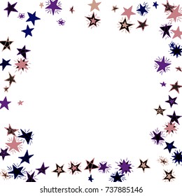 Frame of Stars. Light Starry Background. Doodle Pattern for Card, Banner, Poster. Childish Cute Border with Primitive Doodles