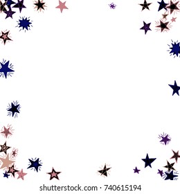 Frame of Stars. Light Starry Background. Doodle Pattern for Card, Banner, Poster. Childish Cute Border with Primitive Doodles
