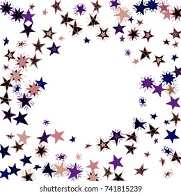 Frame of Stars. Light Starry Background. Doodle Pattern for Card, Banner, Poster. Childish Cute Border with Primitive Doodles