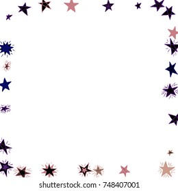 Frame of Stars. Light Starry Background. Doodle Pattern for Card, Banner, Poster. Childish Cute Border with Primitive Doodles