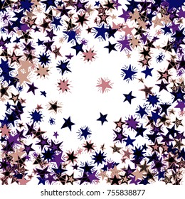 Frame of Stars. Light Starry Background. Doodle Pattern for Card, Banner, Poster. Childish Cute Border with Primitive Doodles